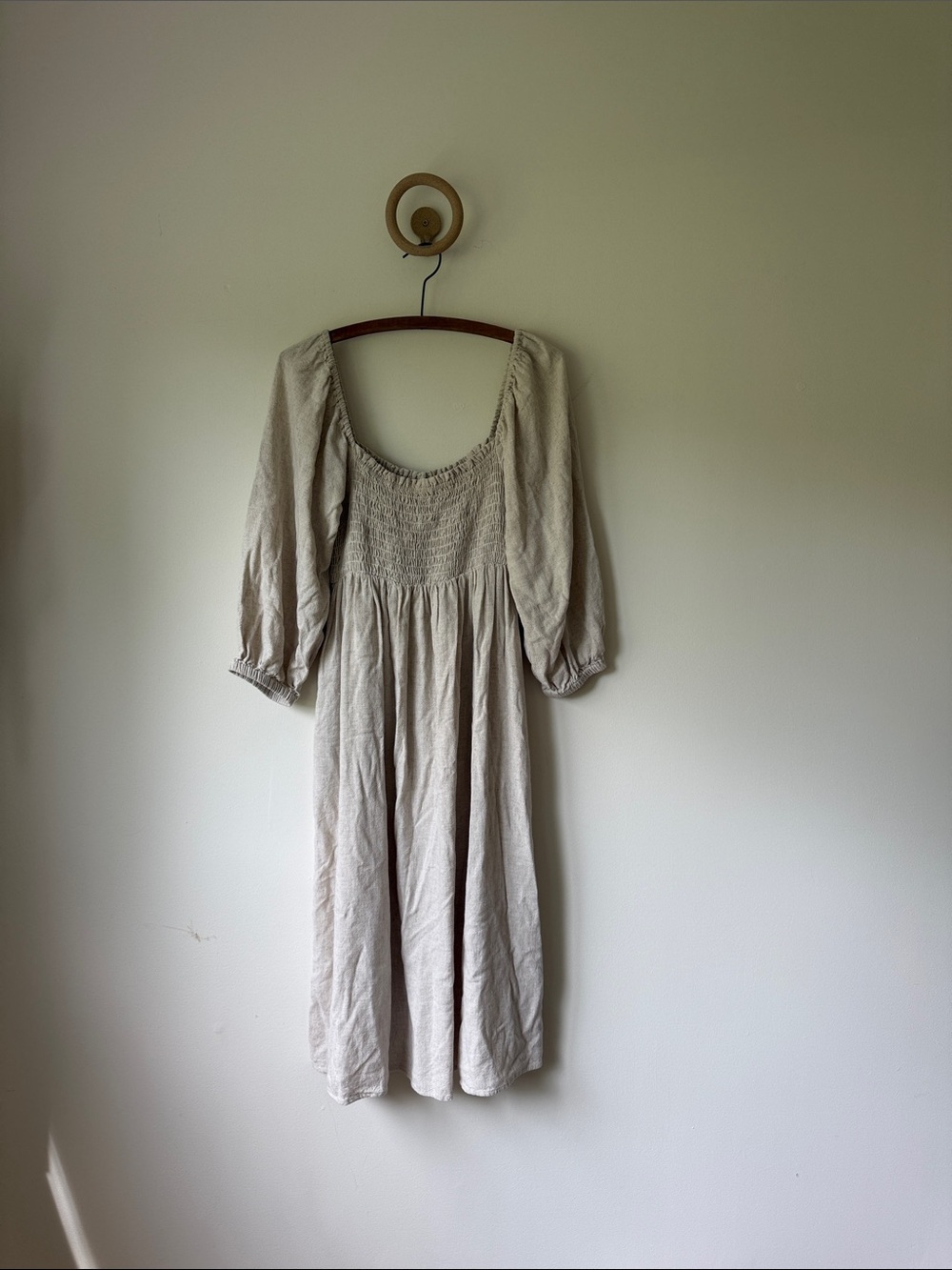 Rachel Pally Cream Smocked Midi Dress